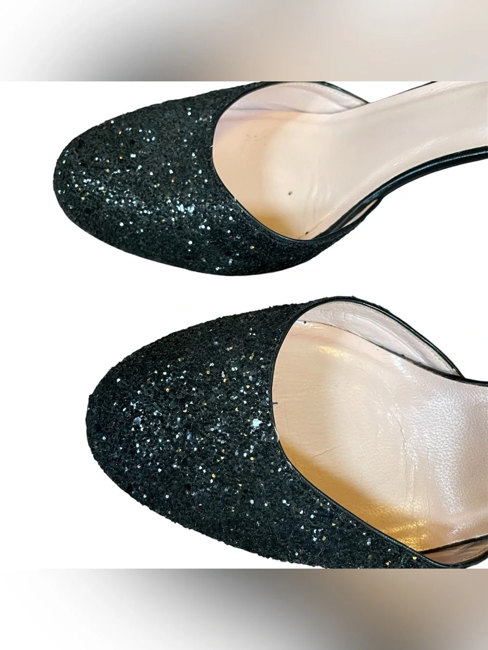 Kate spade abigail pumps black glitter block heel size 9M